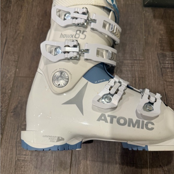 Women's White and Blue Atomic  Ski Race Boots - Picture 8 of 16
